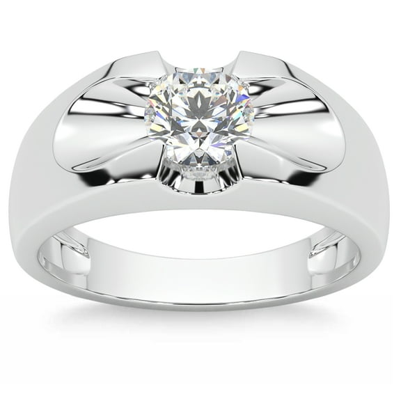 Pompeii Men's 3/4Ct Solitaire Diamond Wedding Anniversary Ring 14k Gold Band Lab Grown