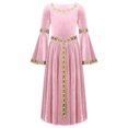 thumbnail image 4 of TiaoBug Robe Longue à Manches Évasées pour Filles Enfants, Robe de Princesse Médiévale, Robes Maxi Renaissance, Robes de Bal, Rose 12, 4 of 7