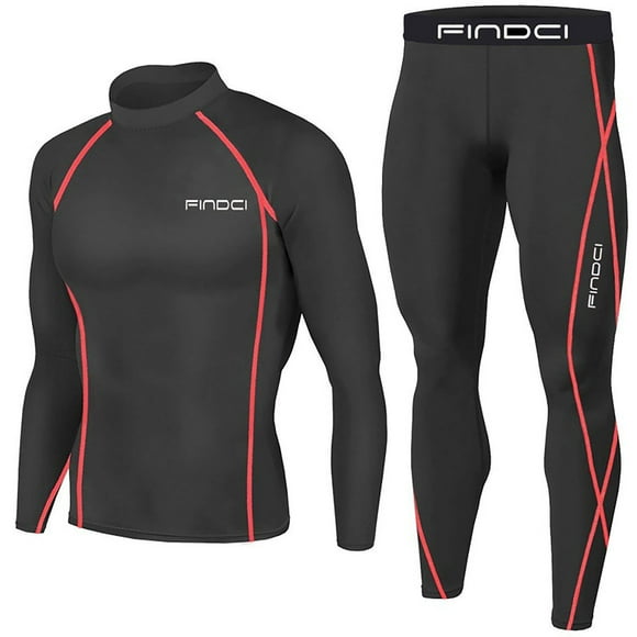 TIMIFIS GrayWorkout Set Compression Shirt Pants Top Long Sleeve Sports Tight Base Layer Quick Dry & Moistures-Wicking - Fall