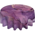 thumbnail image 4 of Round Tablecloth 60 Inch, Purple Marble Print Modern Stylish Table Cloth for Rustic Farmhouse Kitchen Decor, Wipeable Polyester Fabric Table Cover for Outdoor Holiday Party, 4 of 6