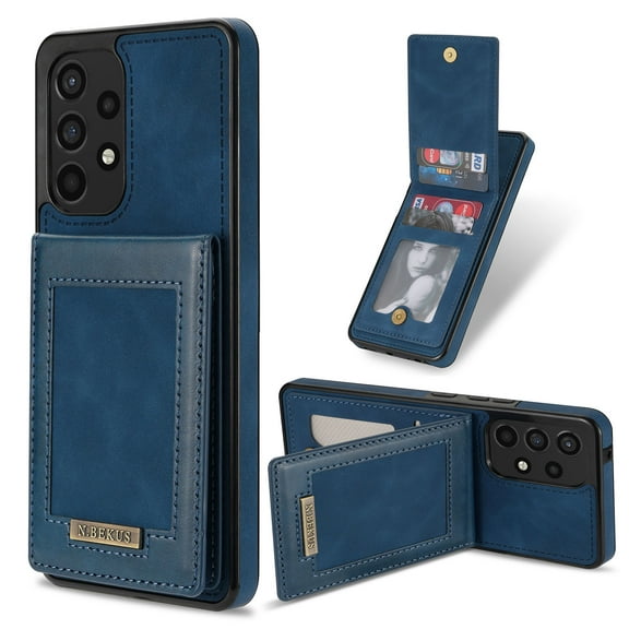 for Samsung Galaxy S21 Ultra Wallet Case with Card Holder, Faux Leather Kickstand Card Slots Case, RFID Blocking Magnetic Shockproof Protective Slim Back Flip Phone Case for S21 Ultra 6.8",Blue