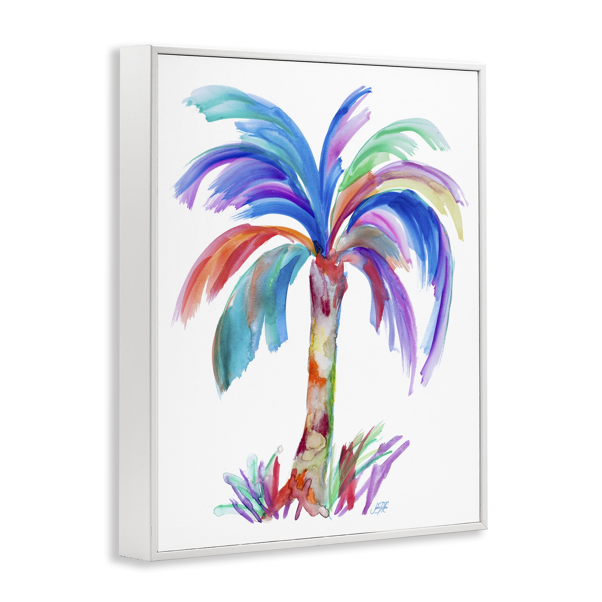 Stupell Industries Bold Palm Tree Botanical & Floral Painting White Framed Art Print Wall Art, 11 x 14