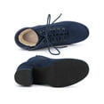 thumbnail image 3 of BLISSFUL STEP Women's Ankle Boots Faux Suede Chunky Heel Lace-Up Zip Booties Navy Blue 6, 3 of 5