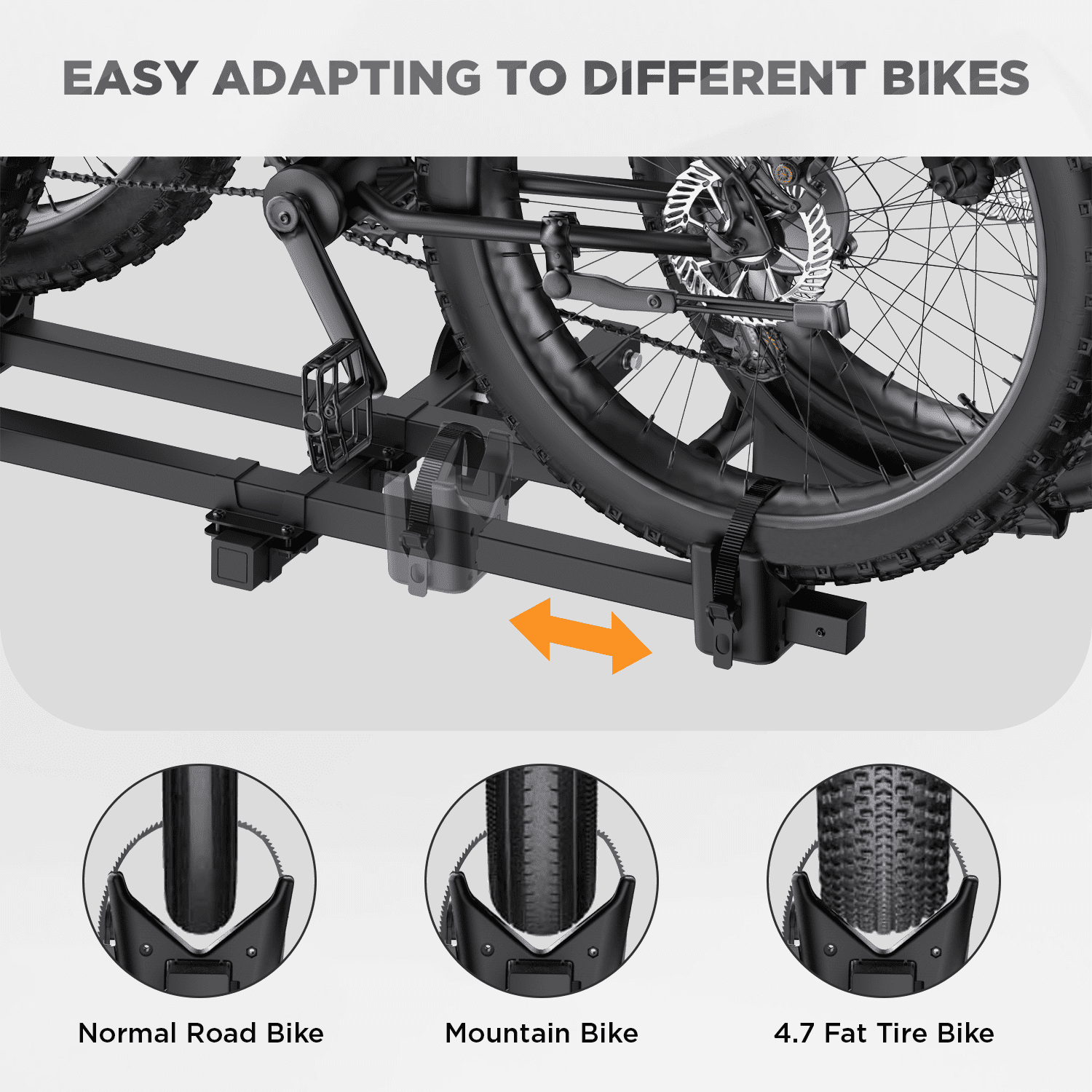 Tanx 2-Bike Hitch Mount Rack, 200lbs Ebike Fat Tire Bike Carrier, Model HB304, Black