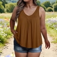 thumbnail image 2 of Hesxuno Plus Size Tank Top for Women Pleated Sleeveless Shirts Solid Color V Neck Loose Fit Flowy Blouses Summer Casual Pajama Tops Brown XXL, 2 of 6