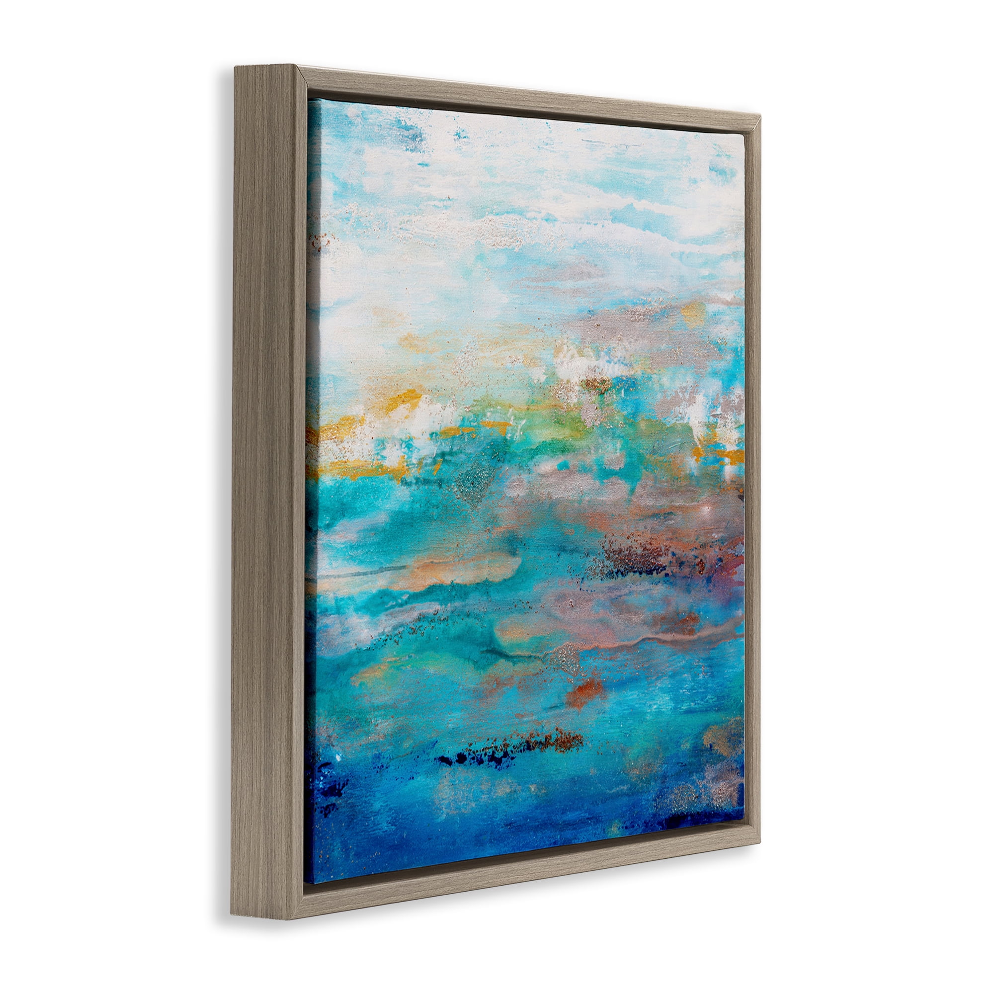 Stupell Industries Rustic Nautical Painting Abstract Painting Brown Floater Framed Canvas Art Print Wall Art, 18 x 18
