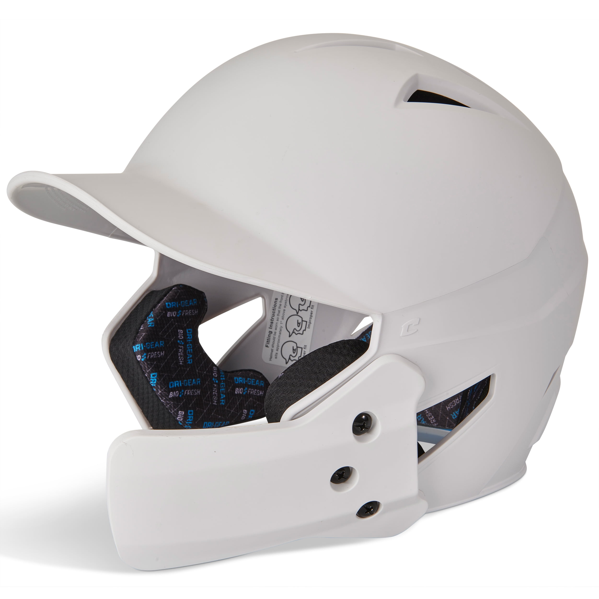 Champro HX Gamer Plus Baseball Batting Helmet Universal Jaw Guard Senior  White