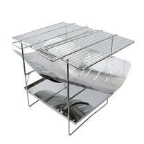 Cadorn Outdoor Portable Foldable Stainless Steel Camping Stove - Wood - Burning BBQ Grill with Roasting Net