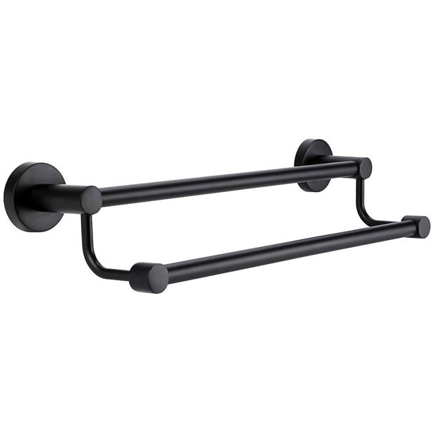 Toallero/barras de pared de 2 radios, 40 cm de longitud, acero inoxidable para baño, cocina (negro)