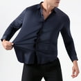 thumbnail image 4 of IYTR Mens Button Shirts Casual Long Sleeve Dress Shirts for Men Striped Shirt Regular Fit Tops (Navy,L), 4 of 8