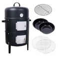 thumbnail image 2 of Heavy Duty 17 Inch Steel Charcoal Smoker in Black - for Outdoor Cooking, Premium BBQ Grill for Perfectly Smoked Meats and Delicious Barbecue, 2 of 14