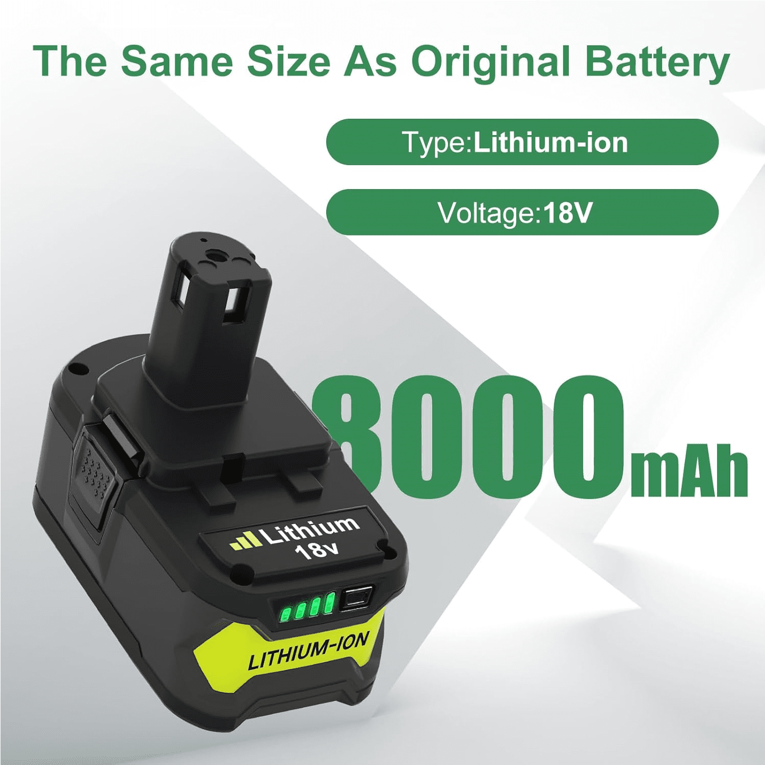 2Pack P108 8.0Ah for Ryobi 18V One Plus High Capacity Battery 18 Volt Lithium-Ion 8.0Ah