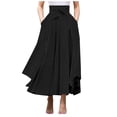 thumbnail image 2 of Bohemian Maxi Skirt for Women Elastic High Waist Side Slit Irregular Hem Flowy Long Skirt with Pockets, 2 of 7