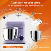 CEBORY 3-IN-1 Stand Mixer, 6.5 QT Tilt-Head 10-Speed Food Mixer, Kitchen Electric Mixer with Dough Hook, Beater, Whisk, Bowl for Most Home Cooks