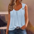 thumbnail image 3 of Scyoekwg Womens Tank Tops Clearance Square Neck O Ring Shoulder Ruched Tank Tops Loose Sling Shirts Ladies Tops Solid Color Comfy Casual Sleeveless Tops Summer Blouses (Light Blue,XL), 3 of 5