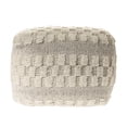 thumbnail image 1 of LR Resources POUFS99765BKN1612 Tufted Checkered Geometric Pouf, Cream & Light Gray, 1 of 4