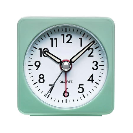 Ultra Small Travel Alarm Clock With Snooze And Light Silent No Ticking Analog Quartz (aquamarine)