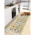 thumbnail image 3 of Botanical Floral Hallway Runner Rug 2x6ft,Retro Purple Pink Yellow Wildflowers Washable Woven Living Room Bedroom Kitchen Bathrom Carpet with Tassels,Indoor Outdoor Throw Door Mat for Entryway, 3 of 5