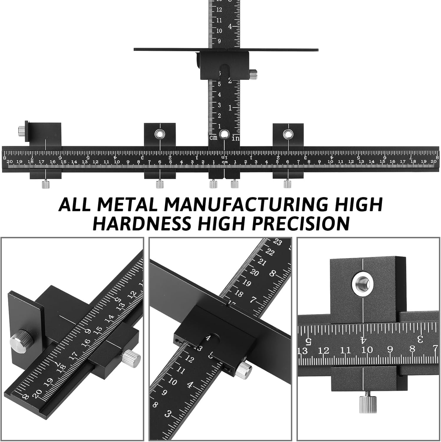 RVKXHD Cabinet Hardware Jig Template - Adjustable Drawer Handle Knob Installation Tool - Woodworking Punch Locator Drill Hole Guide Jigs for Mounting Door Pull - Cabinet Handle Jig of Aluminum Alloy