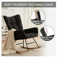thumbnail image 4 of Modern Nursery Rocking Chair, Upholstered Glider Chair with High Backrest, Rocker Accent Armchair with Solid Wood Legs for Nursery Bedroom Living Room (Grey Teddy), 4 of 7