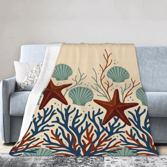 Ocean Blanket, Soft Warm Flannel Throw, Cozy Winter Couch Blanket for Home 50x40