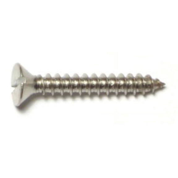 #12 x 1-1/2" 18-8 Stainless Slotted Flat Sheet Metal Screws SMSFSS-259 (14 pcs.)
