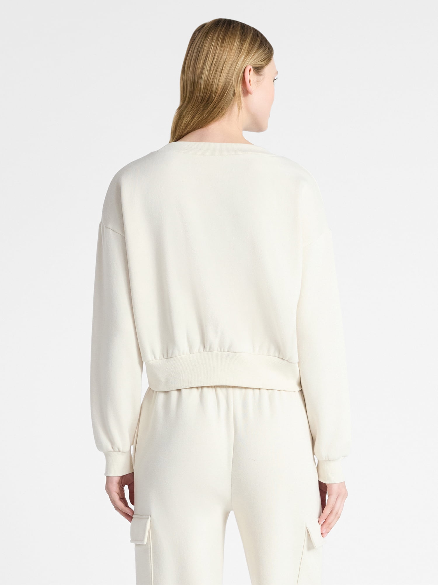 No Boundaries V-Neck Fleece Cropped Sweatshirt, Women's