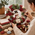 thumbnail image 3 of Christmas Punch Needle Kit for Beginners with 3D Fabric Wreath and Snowman Ornament, Diy Embroidery Craft Set for Adults, Holiday Home Decoration, 3 of 4