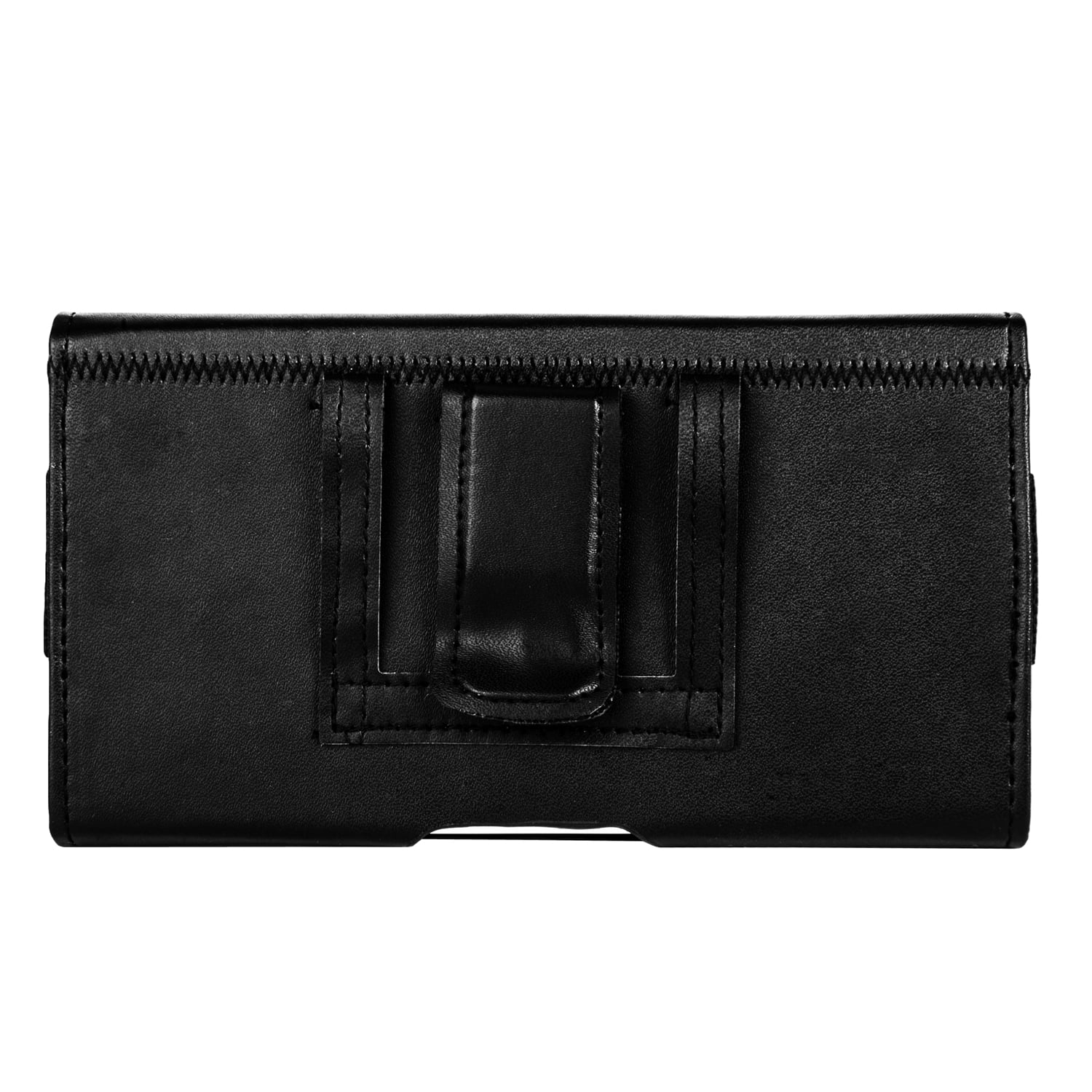 BUNDLE: Professional Vegan Leather Horizontal Smartphone Holster Case (Black) & Selfie Stick Mini Tripod 2.0 - fits Smartphones up to 6.1-inch iPhone XS / X Galaxy S10e / S10 / S9 / S8 / J3 Pixel 3