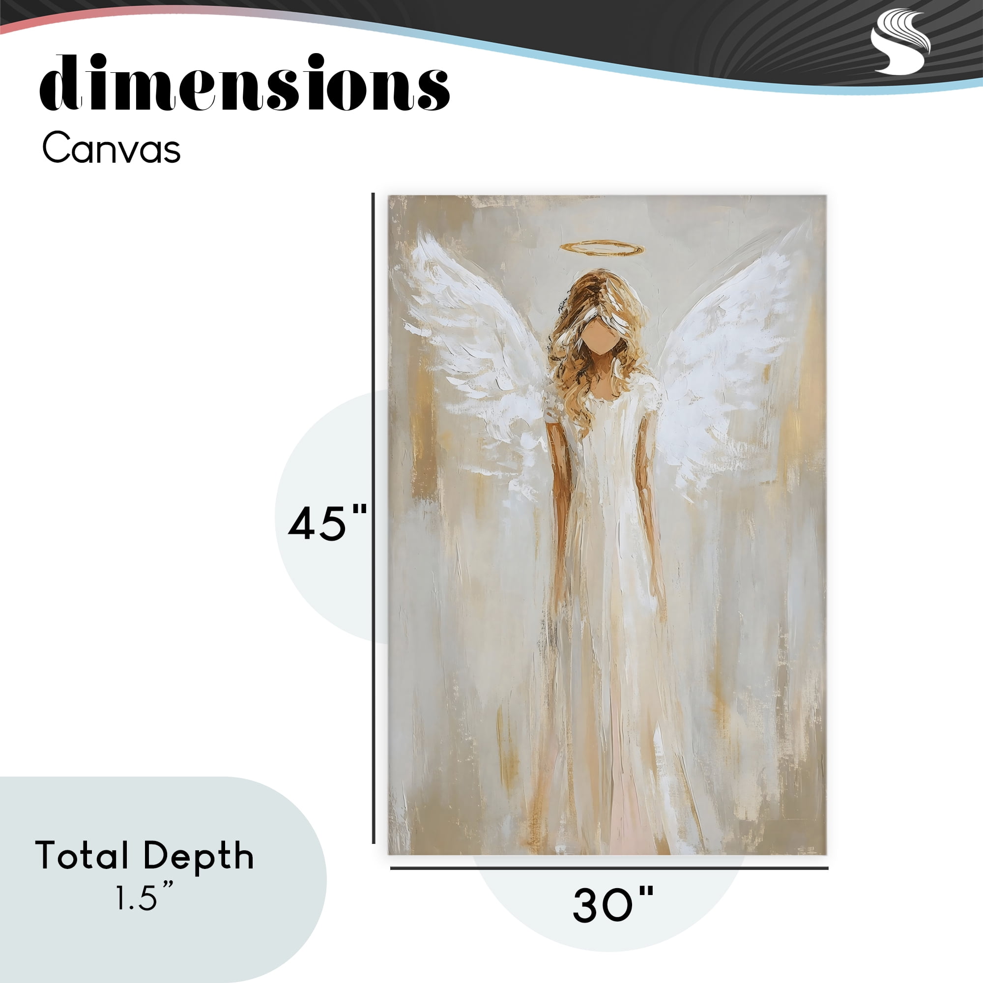 Divine White Robe Angel Canvas Wall Art, design by Petal Prints Design