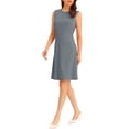 thumbnail image 5 of INSPIRE CHIC Women's Wear to Work Solid Color Sleeveless A-Line Flared Midi Dresses S Grey, 5 of 7