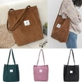thumbnail image 2 of Women Canvas Corduroy Tote Bags Handbag Messenger Shoulder Bag shopping bag-Brown, 2 of 5