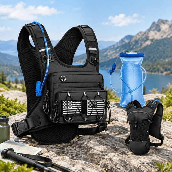 Black 2L Hydration Running Vest With Leak-proof Bladder For Outdoor Activities