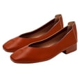 thumbnail image 5 of Women's Square Toe Low Block Heel Ballet Flats, Soft Leather Slip On Casual Dress Shoes, Comfort Cushioned Insole Work Loafers Wine-A 5.5(36), 5 of 6