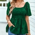 thumbnail image 6 of IROINNID Plus Size For Women Summer Cinched Waist Round Neck Leisure Short Sleeve Solid Tops Clearance Under 10$, 6 of 8