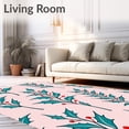 thumbnail image 2 of ODIKA 4'x6' Machine Washable Non-Slip Area Rug, Enchanted Holly Berry Vintage Farmhouse Pair Holiday Theme High Traffic Rug with Pad, Pink, 736010, 2 of 8