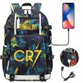 thumbnail image 3 of Mochila para estudiantes jóvenes con estampado de fútbol dorado, mochila de viaje de ocio para hombres y mujeres, 3 of 6