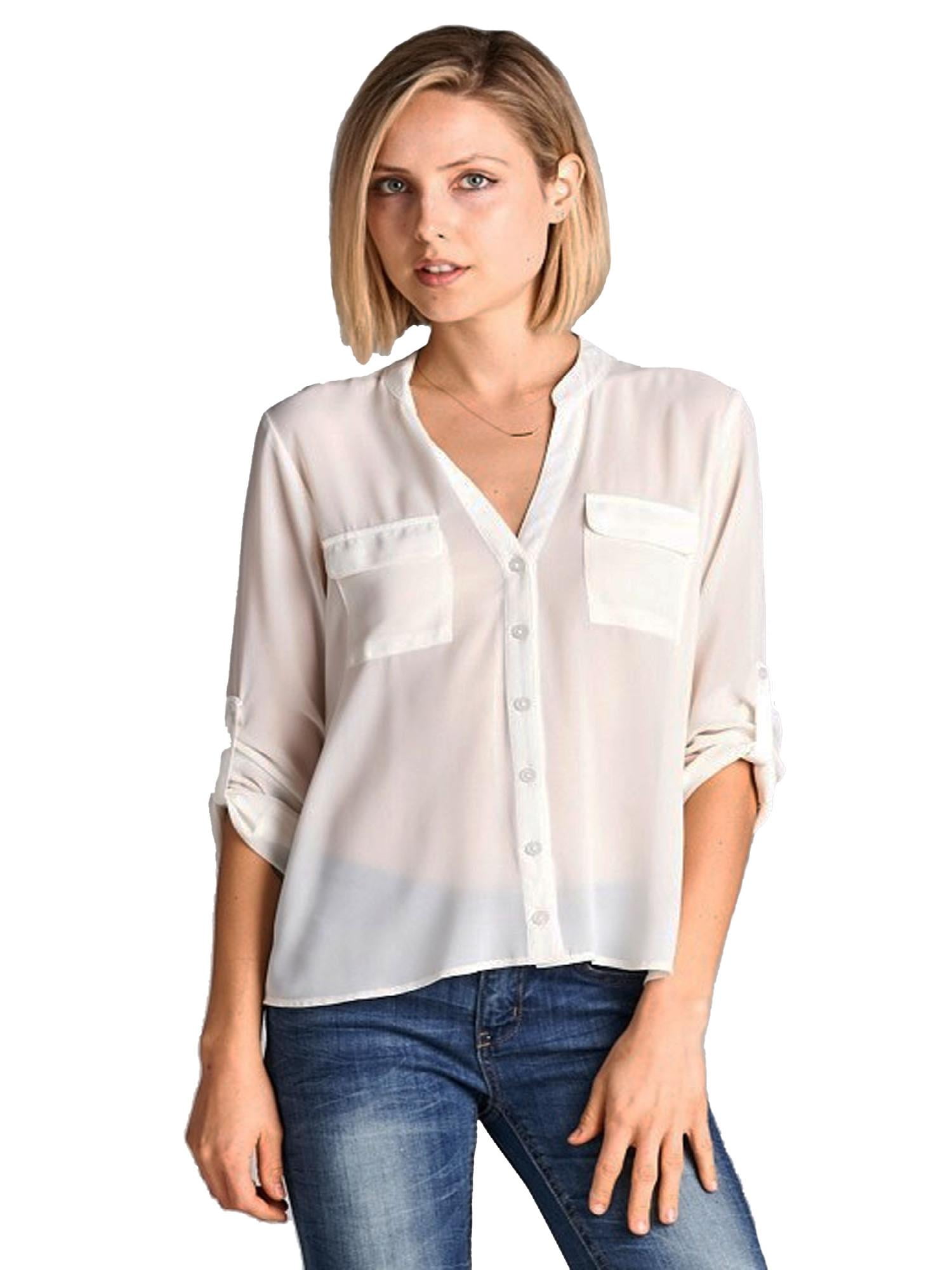 chiffon button down blouse