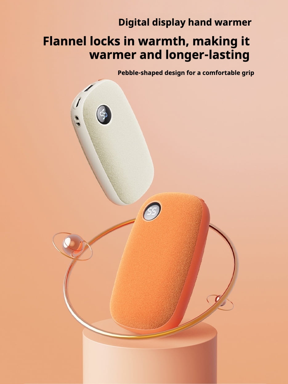 1PC Portable Hand Warmer with LED Display, Fast Heating USB Rechargeable Plush Handwarmer, Long-Lasting Battery, Compact Design for Outdoor Adventures