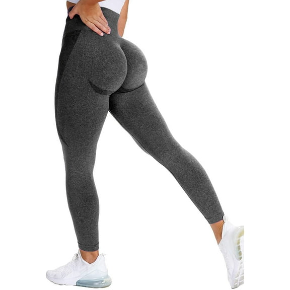 COMFREE Women High Waist Workout Gym Smile Contour Seamless Leggings Tummy Control Yoga Pants Tights Sports Compression
