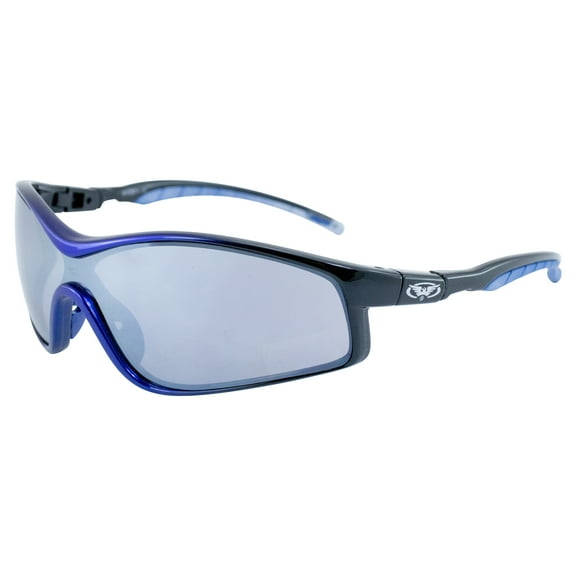 Global Vision Home Run Sunglasses Two-Toned Blue and Black Frames Flash Mirror Lens