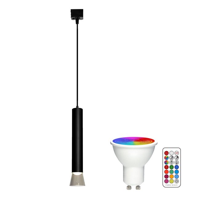 FSLiving Éclairage sur Piste de Type J, Télécommande de Projecteur DEL Réglable à Focalisation Linéaire, Changement de Couleur RVB Réglable Blanc Ampoule Minuterie GU10 Mini Lumières Lumière sur Piste Juno pour Vitrine Salle de Jeux