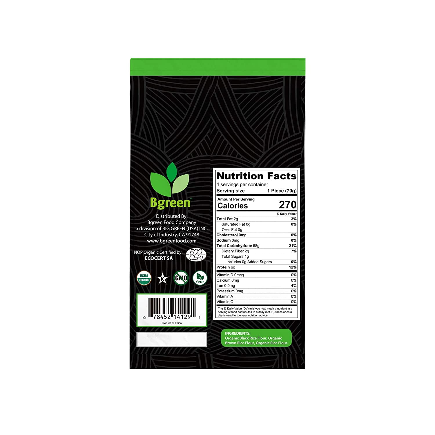 Bgreen Food- Organic Black Rice Ramen, 9.8oz (5 Packs)