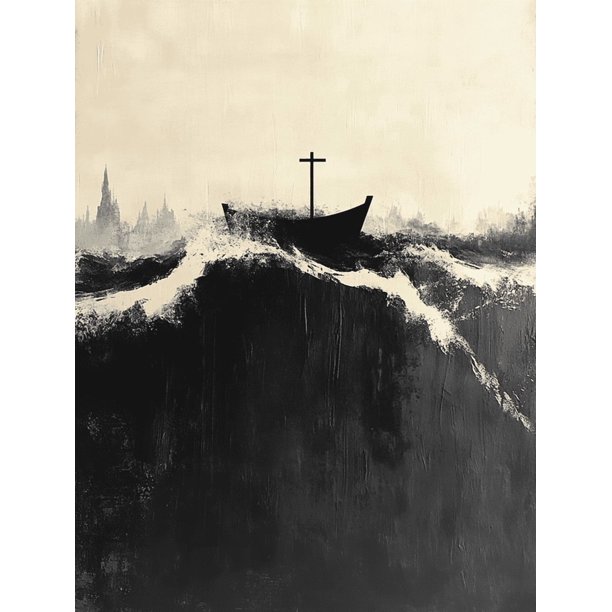 Qisvanset Framed Canvas Wall Art 12x16 Inch Amen Wave Font Baptism Religious Home Wall Art