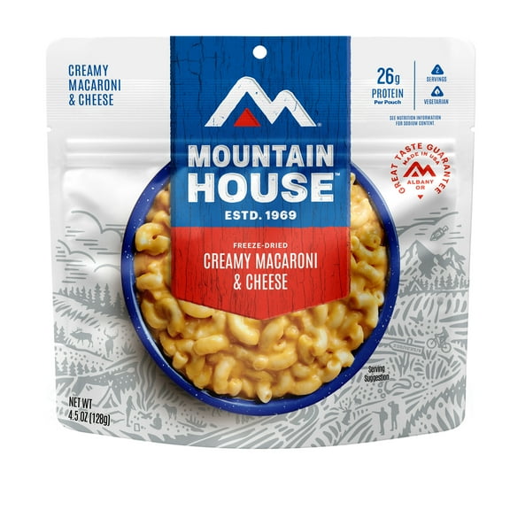 Mountain House Creamy Macaroni & Cheese, Vegetarian, Freeze-Dried Food, 2 Servings