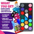 thumbnail image 3 of Kit de pintura facial Blue Squid, juego de plantillas para niños de 18 colores, 3 of 6