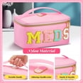thumbnail image 2 of Estuche de maquillaje Geetery Chenille Letter Bag de nailon rosa para mujer, 2 of 7