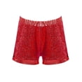 thumbnail image 3 of inlzdz Kids Girls Shiny Sequin Dance Shorts Gymnastics Athletic Tumbling Bottoms Boyshorts Red 6, 3 of 5