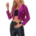 thumbnail image 1 of CHAQUETA DE LENTEJUELAS PARA MUJER INSPIRE CHIC, CHAQUETA DE FIESTA CON SOLAPA, ABIERTO EN FRONTAL, CORTA, BRILLANTE, COLOR ROSA FUCSIA, 1 of 6