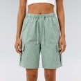 thumbnail image 2 of Women Cargo Shorts with Pockets Adjustable Waist Solid Color Summer Fashion,GN3,XL, 2 of 4
